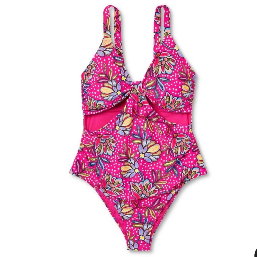 Tabitha Brown Floral Print Front Cutout Swimsuit